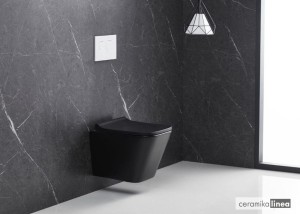 Bezrantowa miska wisząca WC RIM+ LAGO BLACK 5908211411118 LAVITA