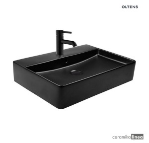 Oltens Duve umywalka 60x42 cm nablatowa prostokątna czarny mat 41300300