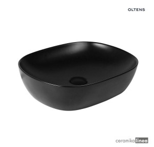 Oltens Hamnes umywalka 49x39,5 cm nablatowa owalna czarny mat 40300300