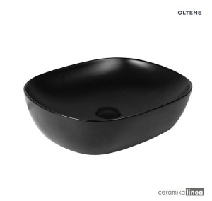 Oltens Hamnes umywalka 49x39,5 cm nablatowa owalna z powłoką SmartClean czarny mat 40800300