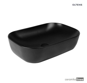 Oltens Hamnes umywalka 61x40 cm nablatowa owalna czarny mat 40302300