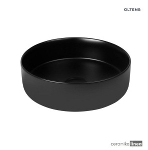 Oltens Lagde umywalka 35,5 cm nablatowa okrągła czarny mat 40304300