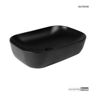 Oltens Hamnes umywalka 61x40 cm nablatowa owalna z powłoką SmartClean czarny mat 40802300