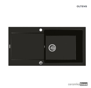 Oltens Gravan zlewozmywak granitowy 1-komorowy z ociekaczem 100x50 cm czarny mat 72101300