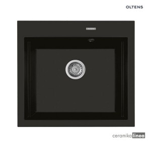 Oltens Gravan zlewozmywak granitowy 1-komorowy 57x51,5 cm czarny mat 72000300