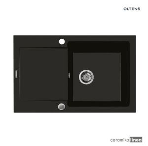 Oltens Gravan zlewozmywak granitowy 1-komorowy z krótkim ociekaczem 79x50 cm czarny mat 72100300