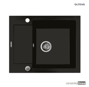 Oltens Gravan zlewozmywak granitowy 1-komorowy z krótkim ociekaczem 62x50 cm czarny mat 72102300