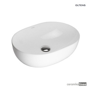 Oltens Hamnes Thin umywalka 49,5x35,5 cm nablatowa owalna biała 40319000