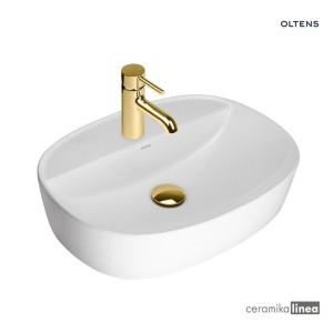 Oltens Hamnes Thin umywalka 51x39 cm nablatowa owalna biała 41313000