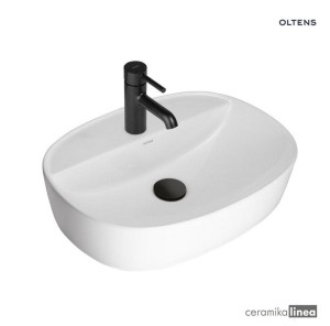 Oltens Hamnes Thin umywalka 51x39 cm nablatowa owalna z powłoką SmartClean biała 41813000