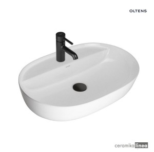 Oltens Hamnes Thin umywalka 62x42 cm nablatowa owalna biała 41314000