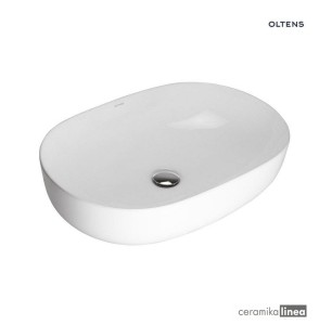 Oltens Hamnes Thin umywalka 60,5x41,5 cm nablatowa owalna z powłoką SmartClean biała 40820000