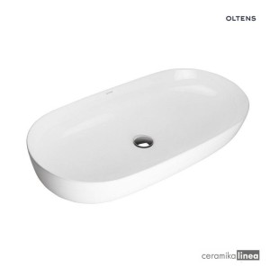 Oltens Hamnes Thin umywalka 80x40 cm nablatowa owalna biała 40321000