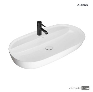 Oltens Hamnes Thin umywalka 80x40 cm nablatowa owalna biała 41315000