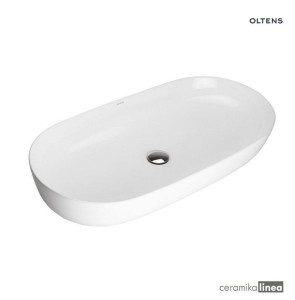 Oltens Hamnes Thin umywalka 80x40 cm nablatowa owalna z powłoką SmartClean biała 40821000