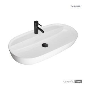 Oltens Hamnes Thin umywalka 80x40 cm nablatowa owalna z powłoką SmartClean biała 41815000