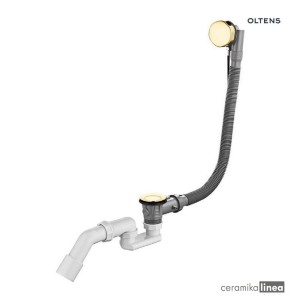 Oltens Oster syfon wannowy automatyczny z pokrętłem złoty połysk 03001800