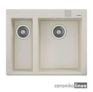 Zlewozmywak do wbudowania z tegranitu kolor jasny kremowy FORSQUARE 2B 590 TG 115260022 TEKA