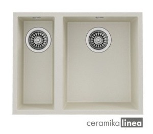 Zlewozmywak podwieszany z tegranitu kolor jasny kremowy SQUARE 2B 560 TG  115260032 TEKA