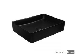 Oltens Forde umywalka 51x40,5 cm nablatowa prostokątna z powłoką SmartClean czarny mat 40803300