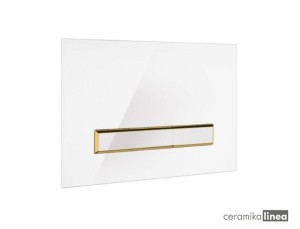 Oltens Torne przycisk spłukujący do WC szklany biały/złoty mat/biały 57202000