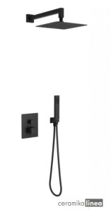  Keria Zestaw prysznicowo - wannowy podtynkowy 3F termostatyczny  kolor czarny AREX.SET.2048BL