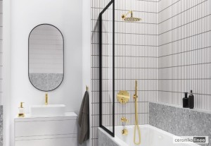  Seria Pi Zestaw prysznicowo-wannowy podtynkowy 3F, złoty AREX.SET.1247GL 