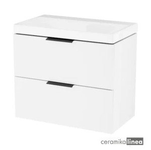 Blanko Szafka biała z umywalką bez otworu, rozmiar 65 uchwyt czarny Produkt złożony