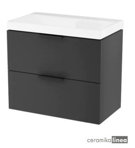 Blanko Szafka czarna z umywalką bez otworu, rozmiar 65 uchwyt czarny Produkt złożony