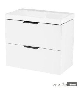 Blanko Szafka biała z umywalką z otworem, rozmiar 65 uchwyt czarny Produkt złożony 