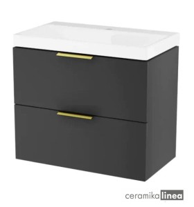 Blanko Szafka czarna z umywalką z otworem, rozmiar 65 uchwyt złoty Produkt złożony 