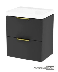 Blanko Szafka czarna z umywalką z otworem, rozmiar 49 uchwyt złoty Produkt złożony  