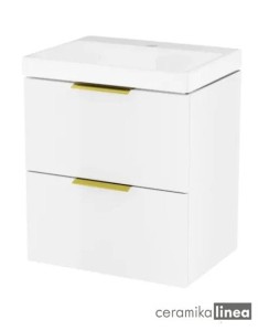 Blanko Szafka biała z umywalką z otworem, rozmiar 49 uchwyt złoty Produkt złożony   