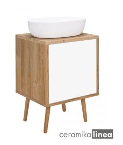 Oltens Hedvig szafka 50 cm podumywalkowa wisząca z półką biały połysk/dąb naturalny 60203060