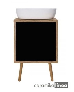 Oltens Hedvig szafka 50 cm podumywalkowa wisząca z półką czarny mat/dąb naturalny 60203360