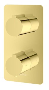 EXPERIENCE bateria podtynkowa wannowa termostatyczna złota QW432EGD 2 wyjścia wody Kohlman