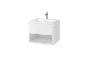 Tuto Szafka P/U 60 Biały/Biały  MLEX.0101.600.WHWH w zestawie z umywalką AS