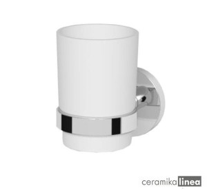 Oltens Gulfoss szklanka z uchwytem biała ceramika/chrom 86101000
