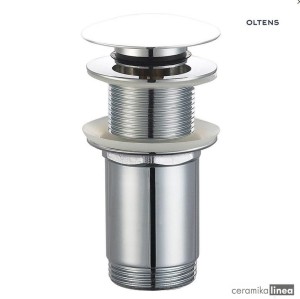 Oltens Rovde korek umywalkowy okrągły klik klak bez przelewu G 1 1/4  biały ceramiczny 05200000