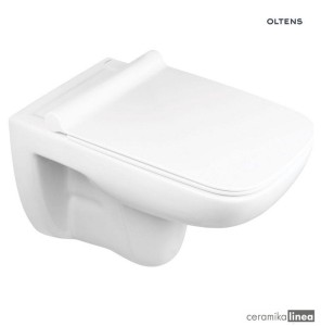 Oltens Ribe miska WC wisząca PureRim z deską wolnoopadającą Slim biała 42011000