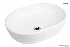 Oltens Hamnes umywalka 47.5x34 cm nablatowa owalna biała 40309000