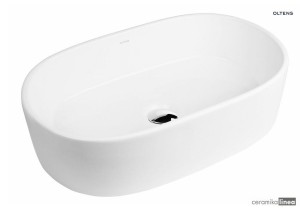 Oltens Lom umywalka 55x34 cm nablatowa owalna biała 40311000