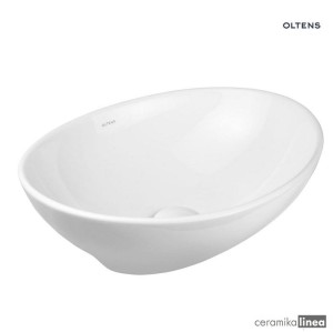 Oltens Etne umywalka 40x33 cm nablatowa owalna biała 40313000