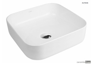 Oltens Hadsel umywalka 38.5 cm nablatowa kwadratowa z powłoką SmartClean biała 40807000
