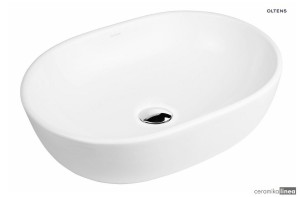 Oltens Hamnes umywalka 47.5x34 cm nablatowa owalna z powłoką SmartClean biała 40809000