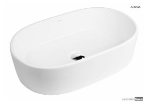Oltens Lom umywalka 55x34 cm nablatowa owalna z powłoką SmartClean biała 40811000