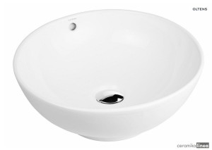 Oltens Fana umywalka 42 cm nablatowa okrągła z powłoką SmartClean biała 40812000