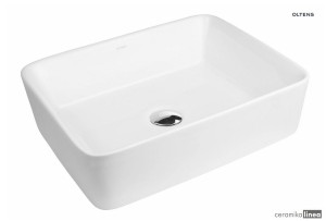 Oltens Forde umywalka 48x37 cm nablatowa prostokątna z powłoką SmartClean biała 40814000