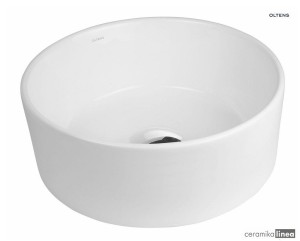 Oltens Lagde umywalka 40 cm nablatowa okrągła z powłoką SmartClean biała 40816000