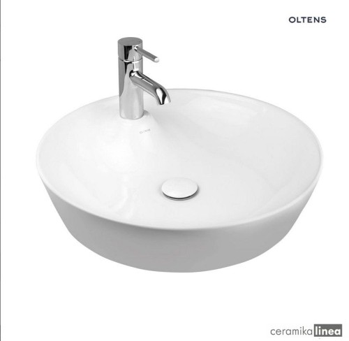 Oltens Lysake umywalka 48,5 cm nablatowa okrągła biała 41307000.jpg